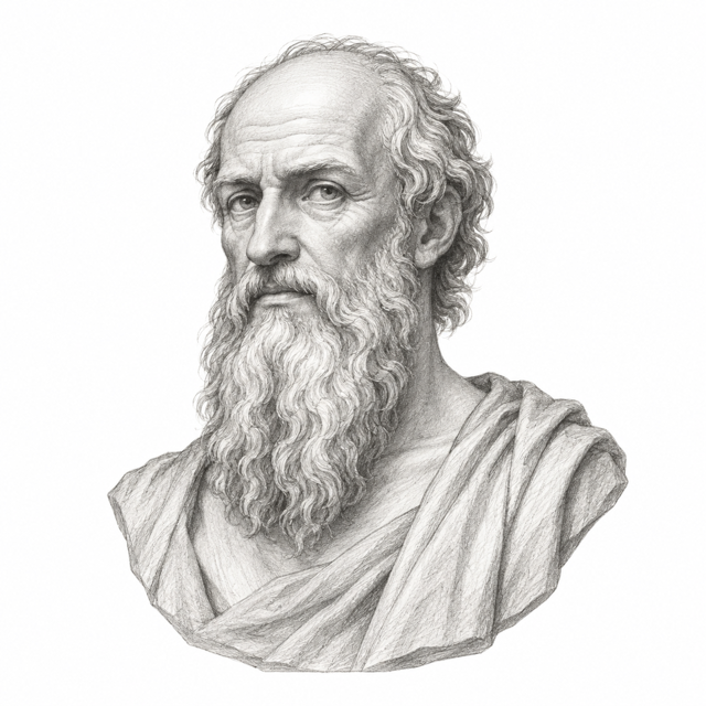 Pencil drawing of a bust of Epictetus